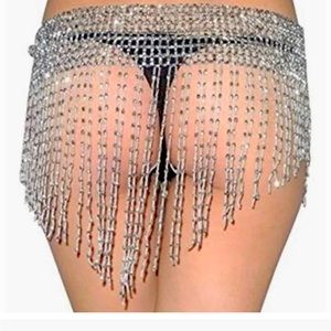 Beaded tassel belly dance hip skirt